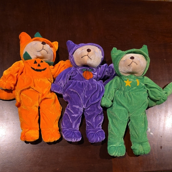 Genich Other - Trio Halloween Themed Plush Bear, Pumpkin, Pumpkin Face, And Moon &Star